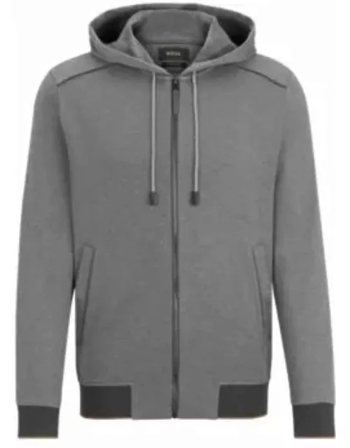 Double-faced zip-up hoodie in cotton- Silver Men's Tracksuit