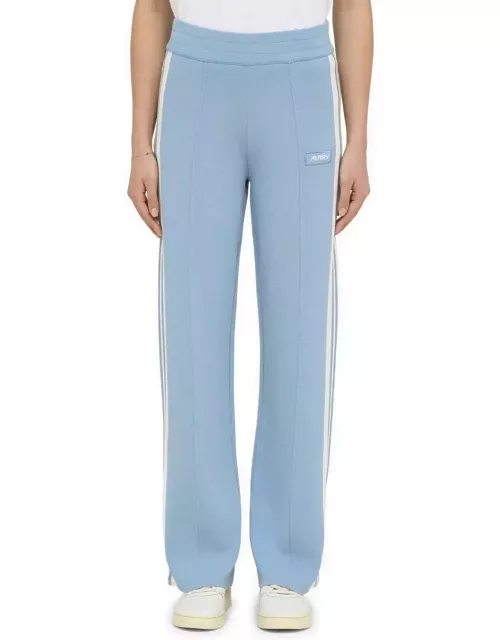 Autry Light Blue/white Viscose Blend Sports Trouser