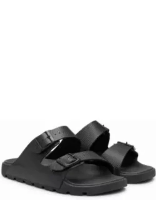 All-gender twin-strap sandals with structured uppers- Black Men's Sandal