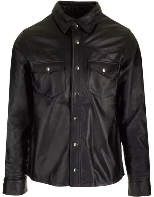 Giorgio Brato Black Leather texas Shirt
