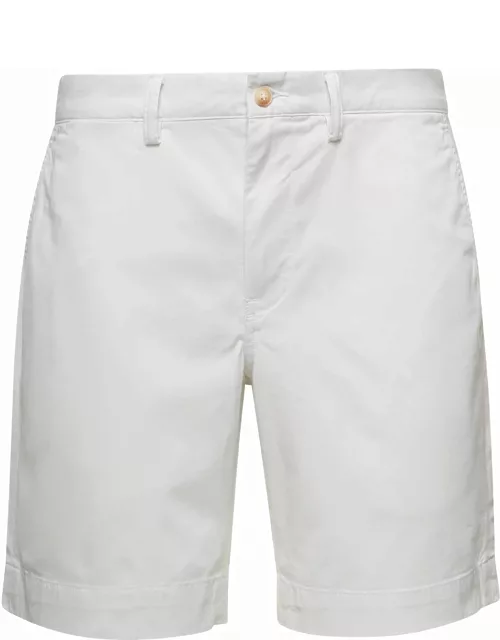Polo Ralph Lauren White Chino Shorts With Logo Patch In Cotton Man
