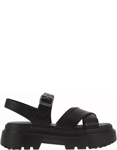 Hogan Leather Sandal With Midsole