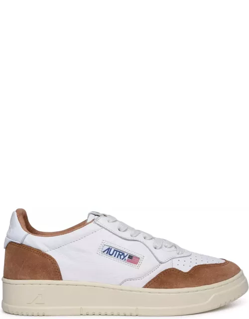 Autry Medialist Low Sneakers In Goatskin And Suede