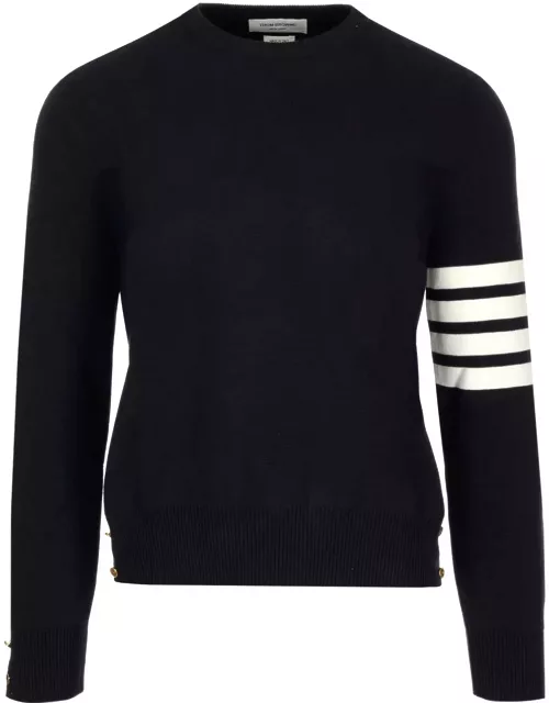 Thom Browne Navy Blue 4-bar Crewneck Sweater