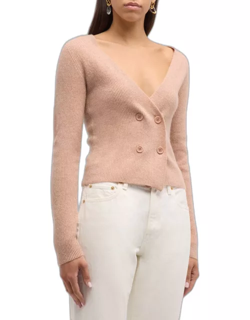 Cashmere Ribbed Double-Breasted Cardigan