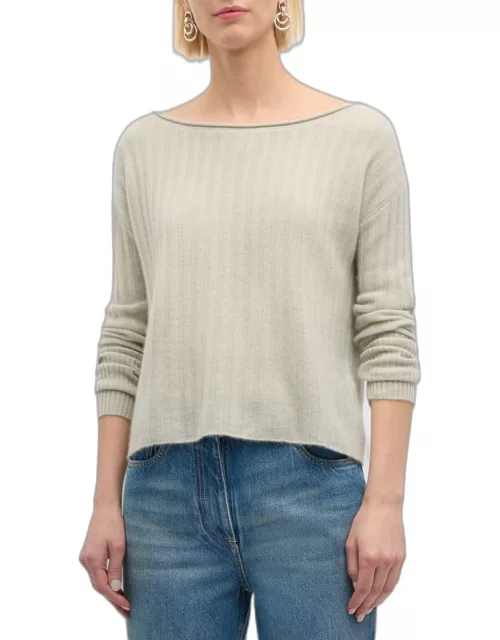 Cashmere Ribbed Boat-Neck Sweater