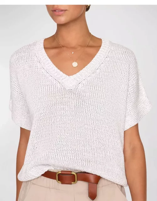 Gaia Dolman-Sleeve Shimmer Sweater