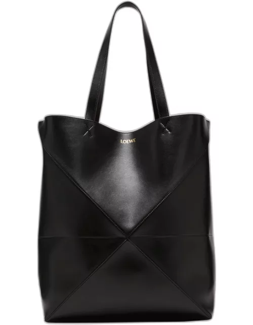 Puzzle Fold Large Tote Bag in Shiny Leather