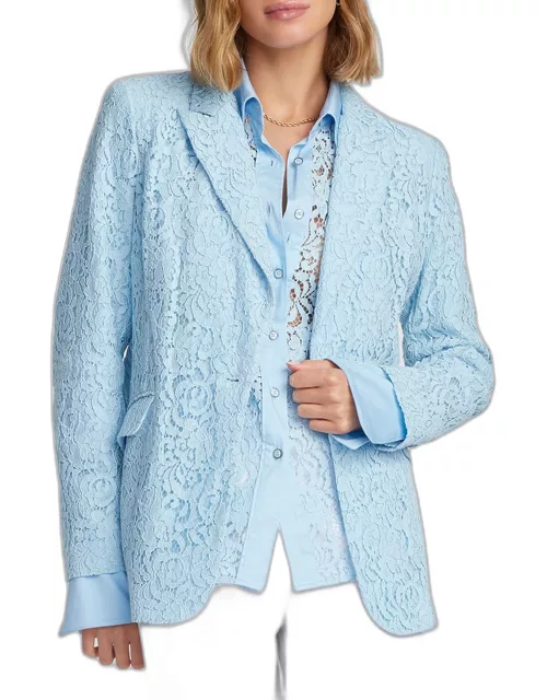 Penelope Single-Button Floral Lace Jacket