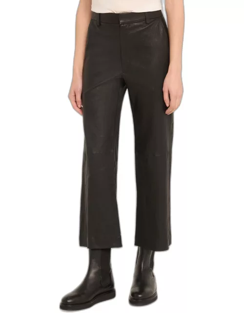 Cropped Bootcut Leather Trouser