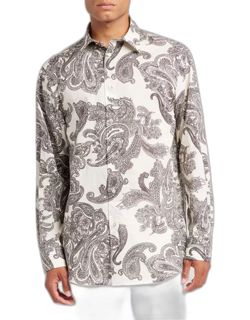 Men's Extra Large Paisley Button-Down Shirt
