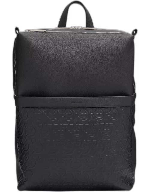 Men's Embossed Gancini Leather Backpack