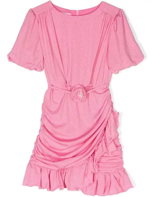 Miss Blumarine Pink Glitter Draped Dres