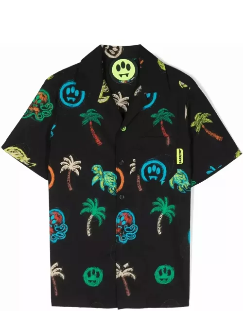 Barrow Black Bowling Shirt With All-over Print