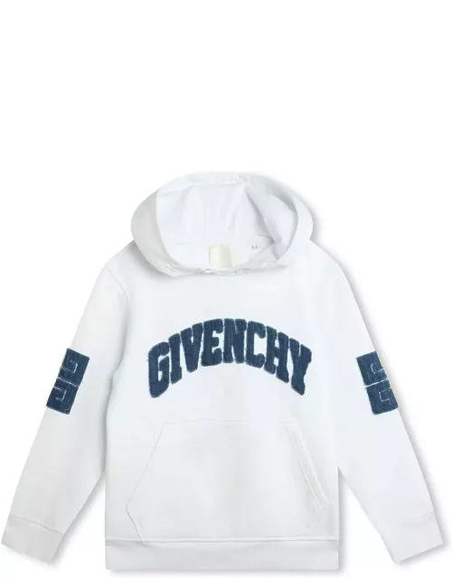 White Hoodie With Denim Givenchy 4g Logo