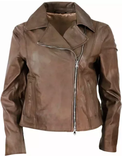 Barba Napoli Studded Jacket In Fine And Soft Nappa Leather With Zip Closure