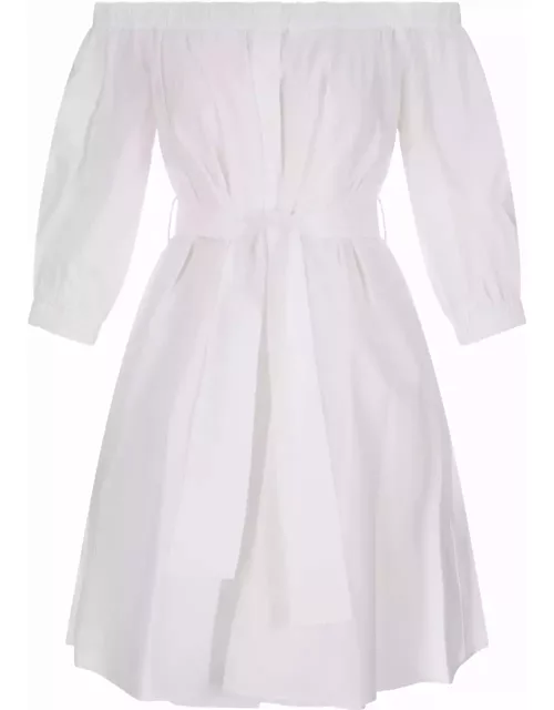 Parosh White Mini Dress With Puff Sleeve