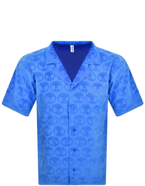 Moschino Swim Towelling Short Sleeve Shirt Blue