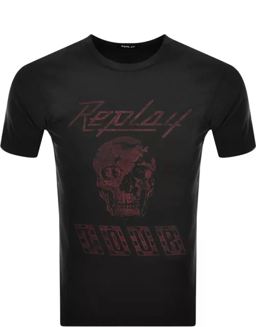Replay Logo T Shirt Black