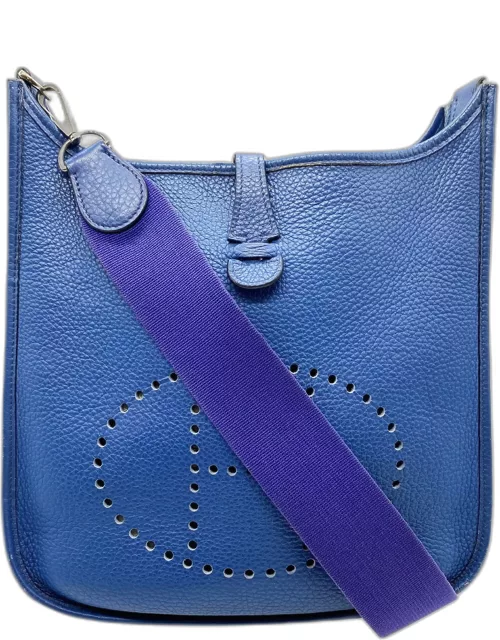 HERMES Evelyn 1 PM J stamped 2006 Taurillon Clemence shoulder bag crossbody blue ladies fashion
