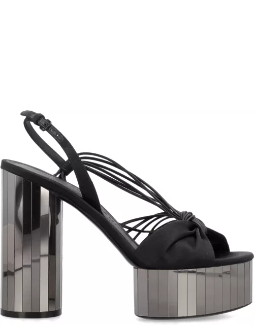 Ferragamo Platform Sandal With Mirrored Hee