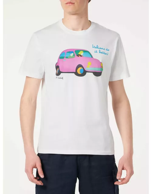 MC2 Saint Barth Man Cotton T-shirt With Lodola Car Print Marco Lodola Art Special Edition