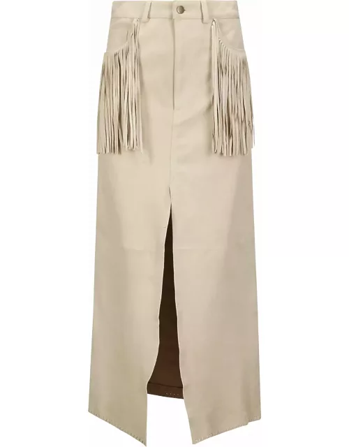Wild Cashmere Fringed Long Skirt