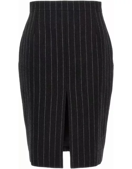 Saint Laurent Pinstriped Wool Skirt