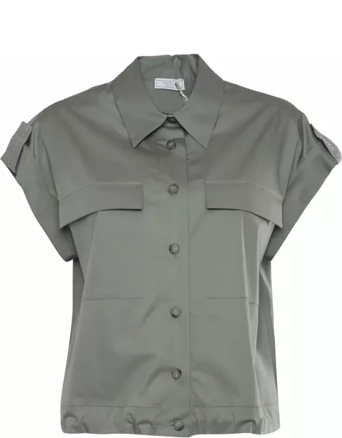 Peserico Military Green Short Sleeve Shirt