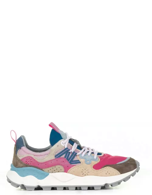 Flower Mountain Multicolored Yamano Sneakers In Suede And Nylon