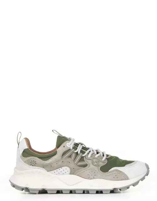Flower Mountain Yamano Green Sneakers In Suede And Nylon