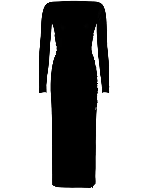 Courrèges Ruched Off-the-shoulder Jersey Maxi Dress - Black - L (UK14 / L)