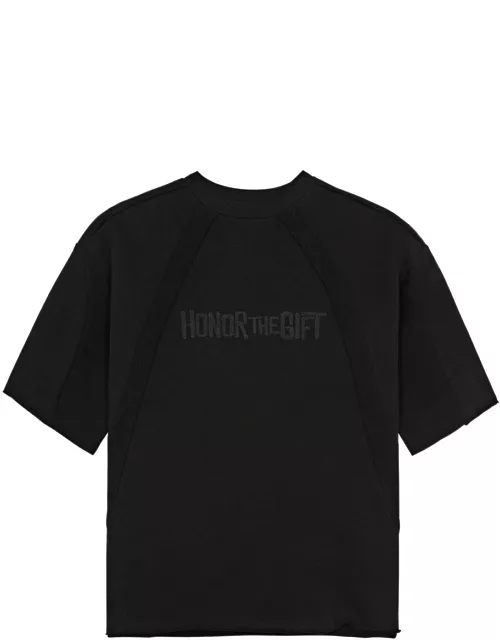 Honor The Gift Logo Panelled Cotton T-shirt - Black