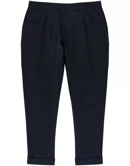 Che Tapered Linen Trousers - Navy