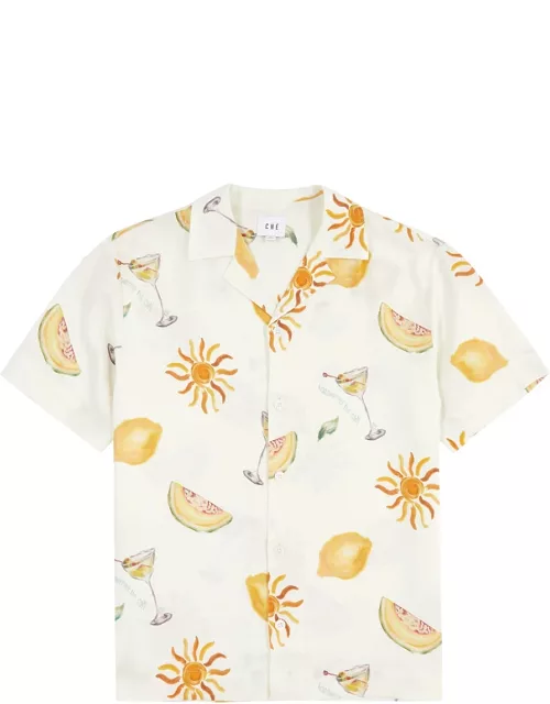 Che Tropical Refresh Printed Twill Shirt - Cream