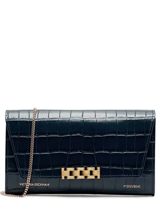 Victoria Beckham Crocodile-effect Leather Wallet-on-chain - Dark Green