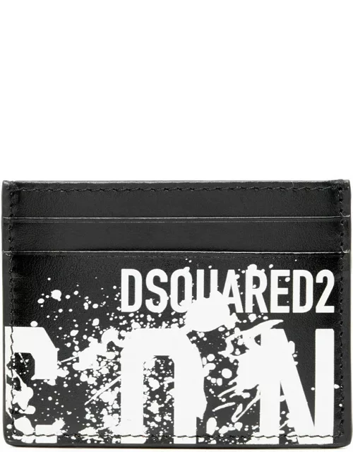 DSQUARED2 Icon Logo Leather Card Holder - Black