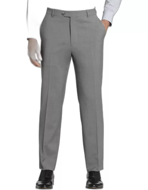 JoS. A. Bank Men's Traveler Collection Tailored Fit Italian Wool Flat Front Dress Pants, Medium Grey