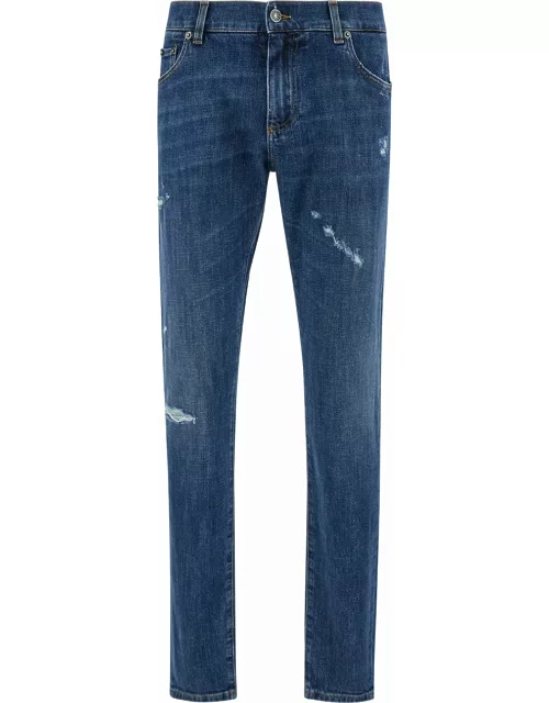 Dolce & Gabbana Five-pocket Jeans With Logo Plaque