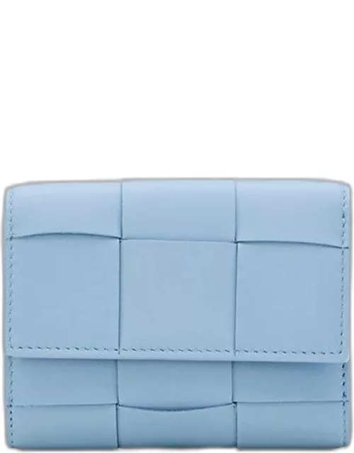 Bottega Veneta Tri-fold Leather Wallet Sky blue TU