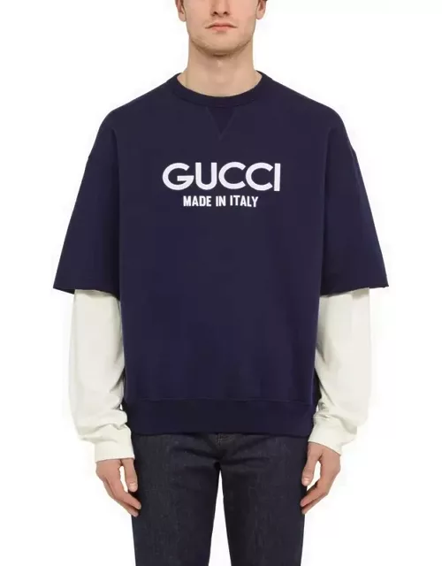 Blue/white cotton sweatshirt with logo