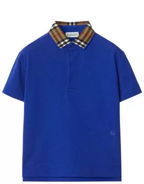 Electric blue cotton polo shirt