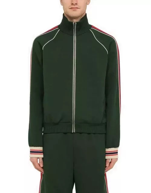 Bottle green jacket in GG jacquard jersey with zip