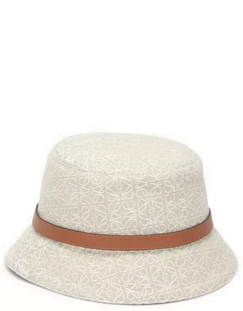 Écru jacquard fabric bucket hat