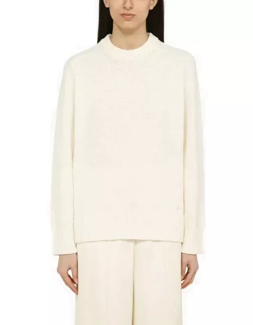 White cotton-blend crew-neck sweater