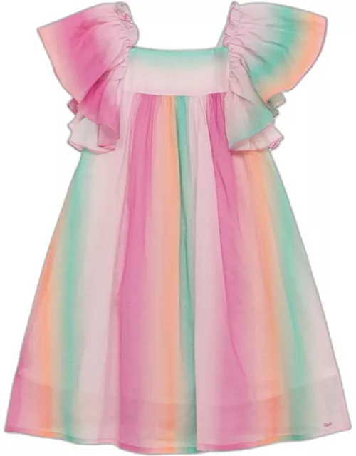 Multicoloured cotton dress with ruffle