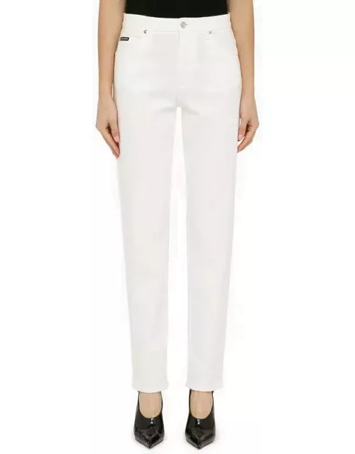 Regular white cotton pant