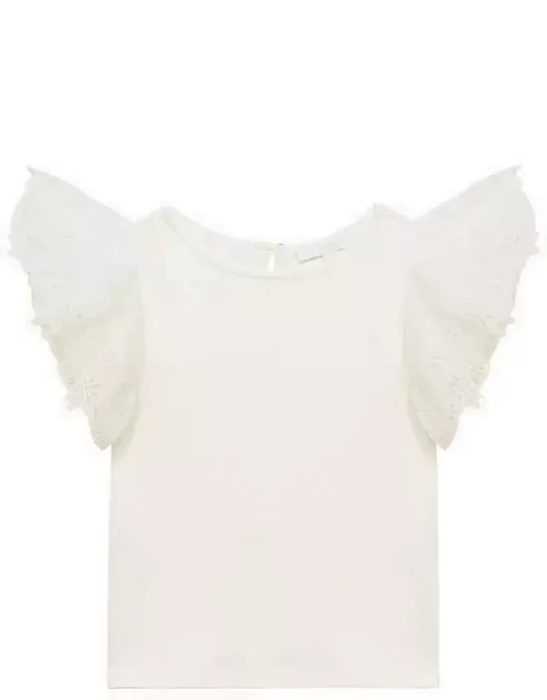 White cotton tank top with ruffle