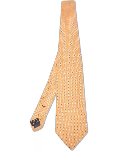 Ermenegildo Zegna Vintage Orange Patterned Silk Tie