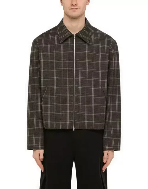 Wool blend checked zipped jacket